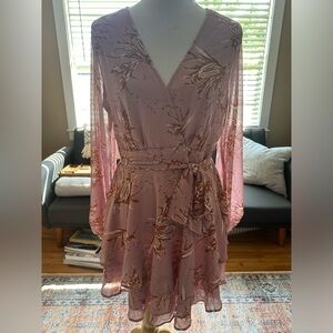 Dokotoo Floral Print Ruffle Skirt Faux Wrap Dress